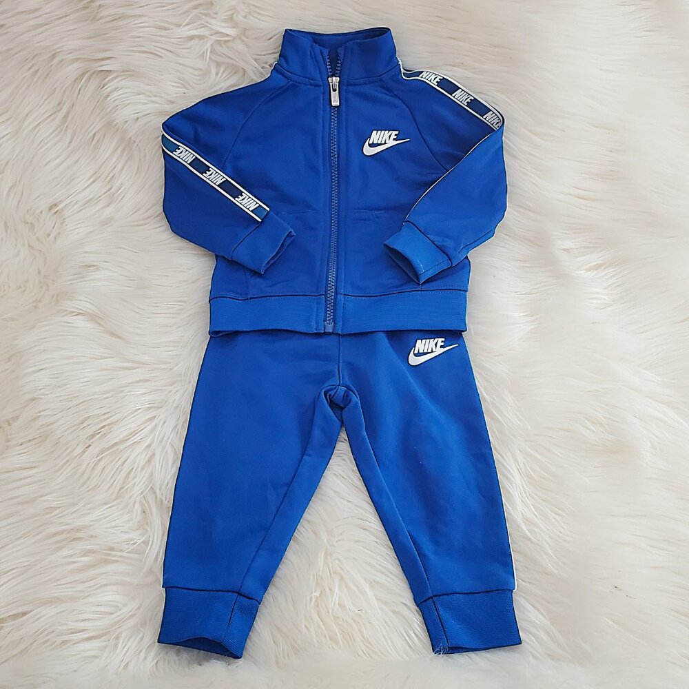 Nike Blue Unisex Taping Tricot Full Zipped Jacket & Matching Pants 2 pc SZ 12M